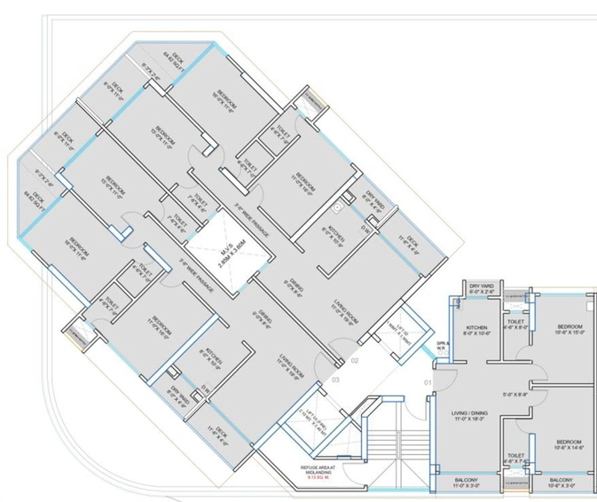 Floor Plan of S Raheja Fairfield in Santacruz West, Mumbai - Image 117044