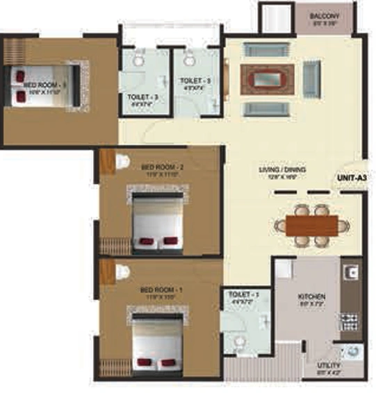 3 BHK Flat in ALPS Pleasanton in Electronic City, Bangalore - Image 826496