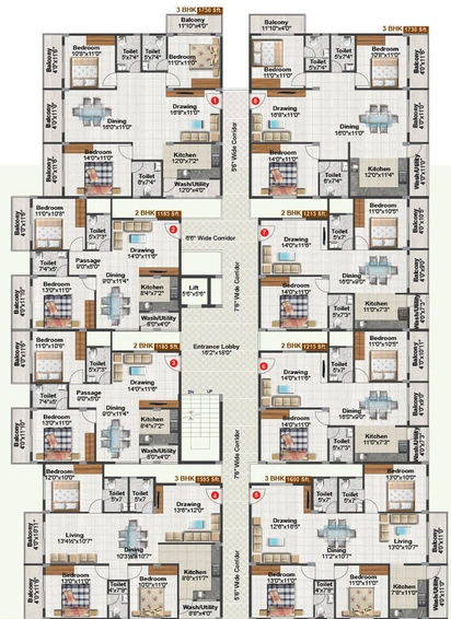 Floor Plan of Purvi Mithila in Munnekollal, Bangalore - Image 201905