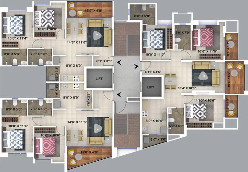Floor Plan of Kumar Primrose in Kharadi, Pune - Image 116375