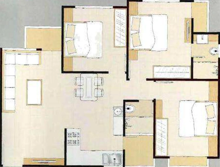 3 BHK Flat in Shree Siddhnath Platinum in Waghodia Road, Vadodara - Image 826643