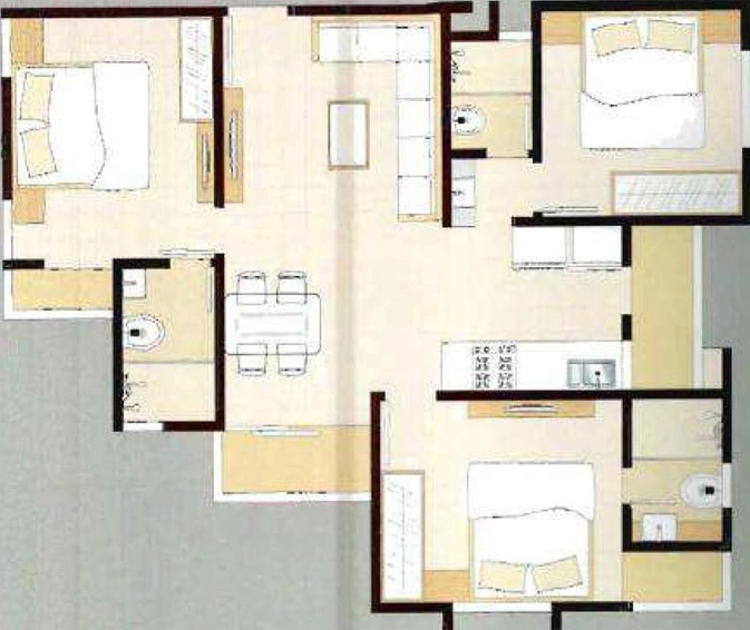 3 BHK Flat in Shree Siddhnath Platinum in Waghodia Road, Vadodara - Image 826644