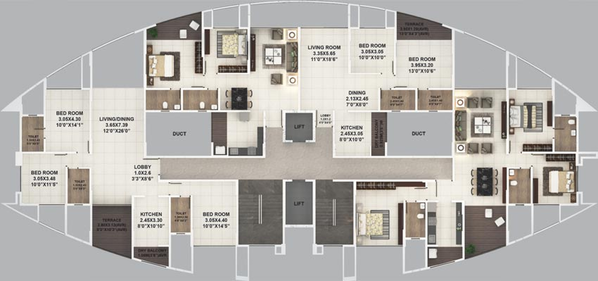 Floor Plan of Kumar Papillon in Pashan, Pune - Image 116835