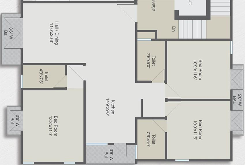 3 BHK Flat in Shreeji Sharnam Apartment in Chhani, Vadodara - Image 826707
