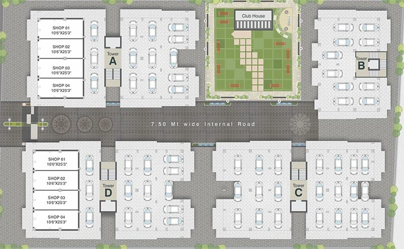 Master Plan of Shreeji Sharnam Apartment in Chhani, Vadodara - Image 202346
