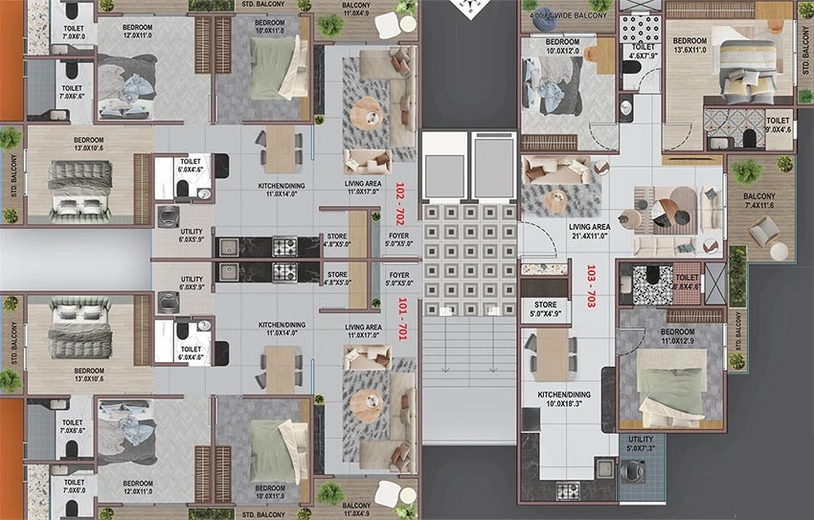 Floor Plan of Shreem Trikuta in Manjalpur, Vadodara - Image 202422