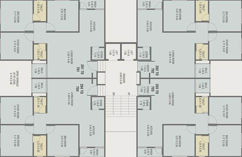 Floor Plan of Aashray Signature Residency in Sama Savli Road, Vadodara - Image 202483