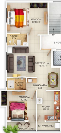 2 BHK Flat in Gruh Chhaya Sparsh 2 in Swawlambi Nagar, Nagpur - Image 765895