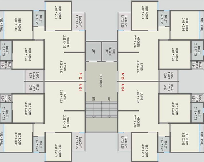 Floor Plan of Shivam Shubham Resicom in Makarpura, Vadodara - Image 202609