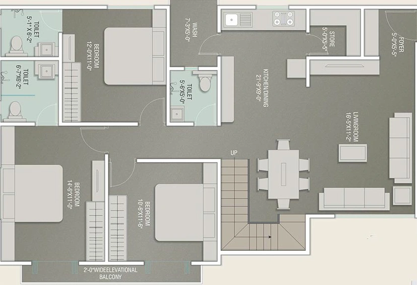 3 BHK Flat in Shree Shyama Residency in Akota, Vadodara - Image 826833