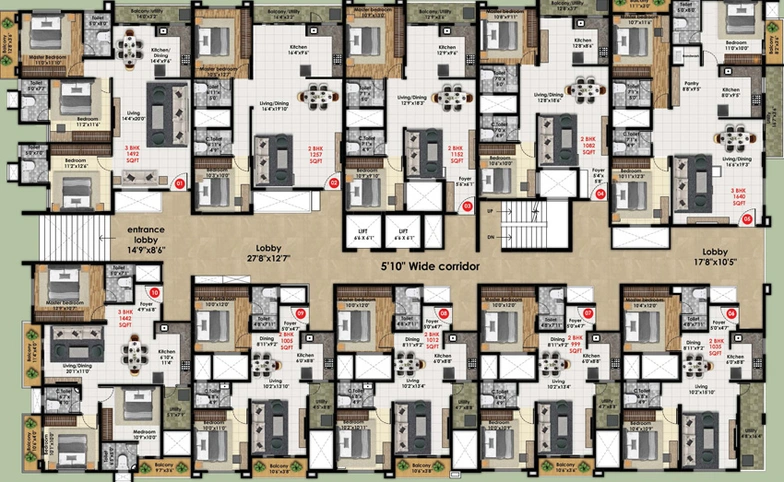 Floor Plan of Mariyam Pacific Legacy in Bilekahalli, Bangalore - Image 202780
