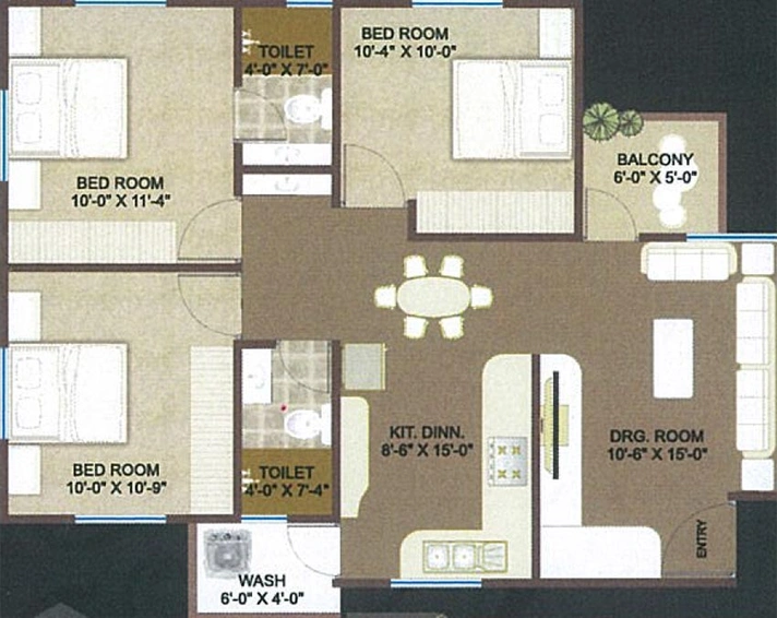 3 BHK Flat in Shreenath Plaza in Gokul Nagar, Vadodara - Image 826848