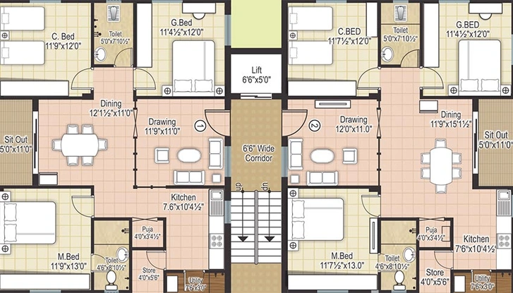 Floor Plan of Modi Deepa Dhruva Heights in Secunderabad, Hyderabad - Image 202931