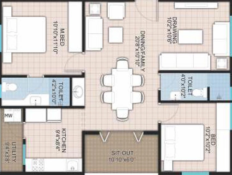2 BHK Flat in Modi Mayflower Grande in Mallapur, Hyderabad - Image 826884