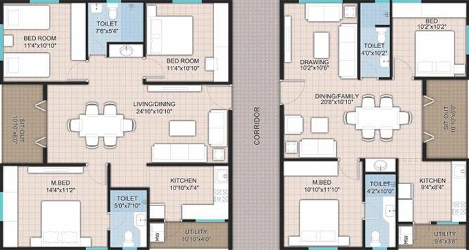 Floor Plan of Modi Mayflower Grande in Mallapur, Hyderabad - Image 202976