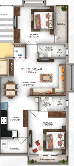 2 BHK Flat in Rai Sai Heritage in Bajaj Nagar, Nagpur - Image 764207