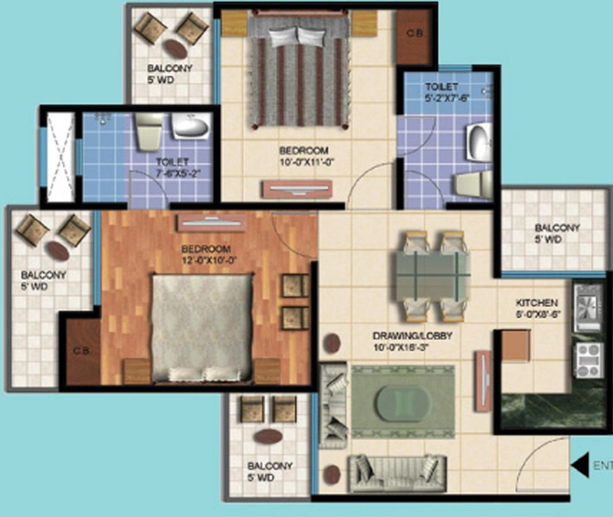 2 BHK Flat in NCR Olympia in Greater Noida West, Greater Noida - Image 827010