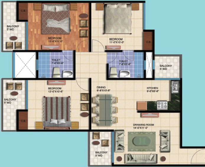 3 BHK Flat in NCR Olympia in Greater Noida West, Greater Noida - Image 827012