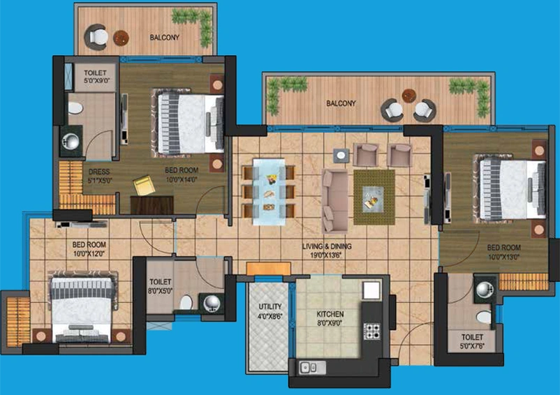 3 BHK Flat in Presidency Heights in Yamuna Expressway, Greater Noida - Image 827023