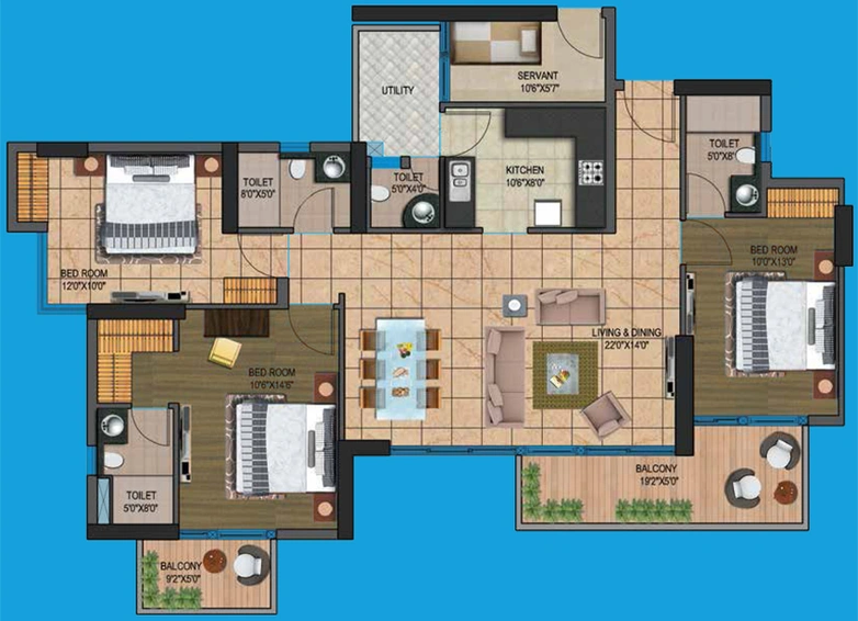 3 BHK Flat in Presidency Heights in Yamuna Expressway, Greater Noida - Image 827024