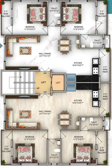 Floor Plan of Ganraya Residency in Borgaon, Nagpur - Image 118260