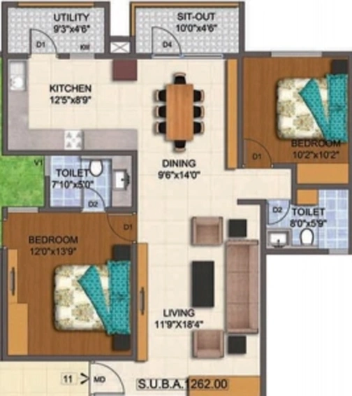 2 BHK Flat in Mahaveer Promenade in KR Puram, Bangalore - Image 827039