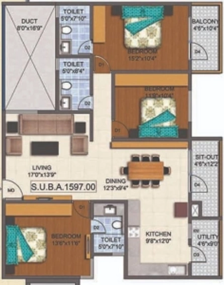 3 BHK Flat in Mahaveer Promenade in KR Puram, Bangalore - Image 827040