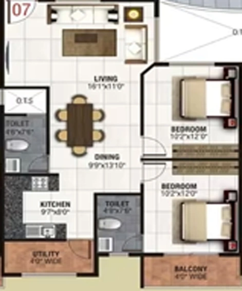 2 BHK Flat in Vertex Venezia in Varthur, Bangalore - Image 827046