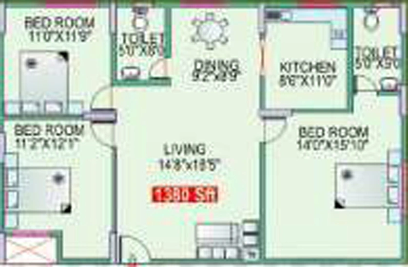 3 BHK Flat in Mahaveer Chalet in KR Puram, Bangalore - Image 827111