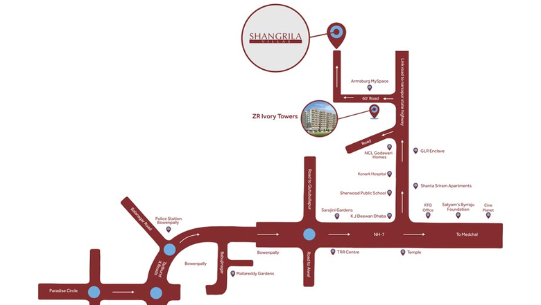 Location of AZ Shangrila Villas in Kompally, Hyderabad - Image 203658