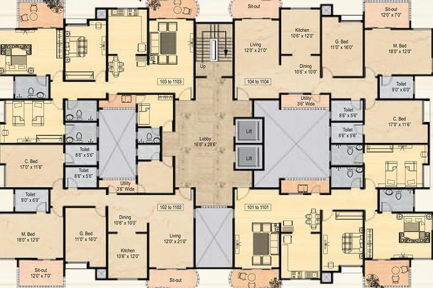 Floor Plan of Nyati Windchimes in Mohammed Wadi, Pune - Image 203690