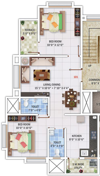 2 BHK Flat in Shree Sukh Saroj in Zingabai Takli, Nagpur - Image 758208