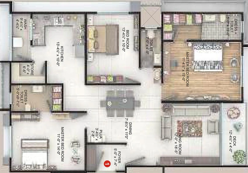 3 BHK Flat in Happy Celebrity Greens in Vesu, Surat - Image 827183