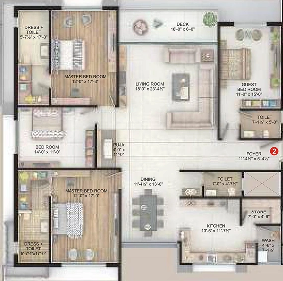 4 BHK Flat in Happy Celebrity Greens in Vesu, Surat - Image 827186