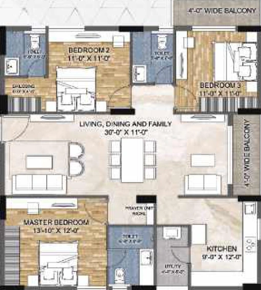 3 BHK Flat in Namishree Trident in Vanasthalipuram, Hyderabad - Image 827191