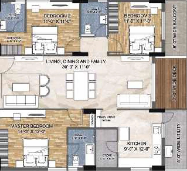 3 BHK Flat in Namishree Trident in Vanasthalipuram, Hyderabad - Image 827193