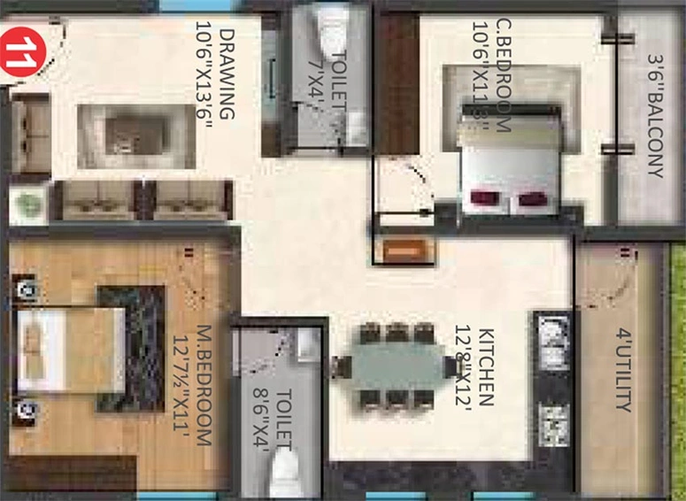 2 BHK Flat in Akshita Heights 6 in Malkajgiri, Hyderabad - Image 827206