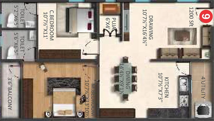 2 BHK Flat in Akshita Heights 6 in Malkajgiri, Hyderabad - Image 827209