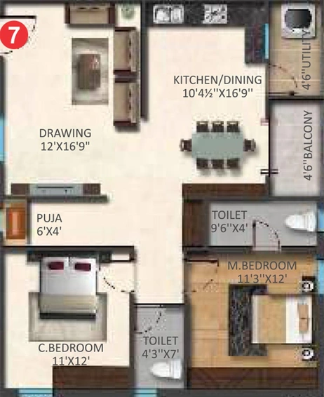 2 BHK Flat in Akshita Heights 6 in Malkajgiri, Hyderabad - Image 827211