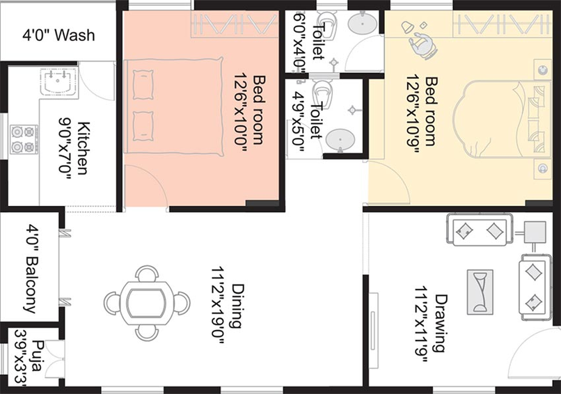 2 BHK Flat in Akshita Heights 3 in Secunderabad, Hyderabad - Image 827221