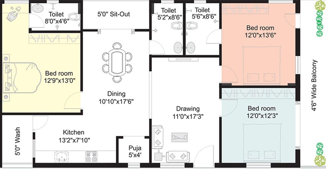 3 BHK Flat in Akshita Heights 3 in Secunderabad, Hyderabad - Image 827224