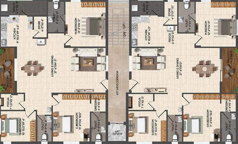 Floor Plan of GK Park East End in Kapra, Hyderabad - Image 203961