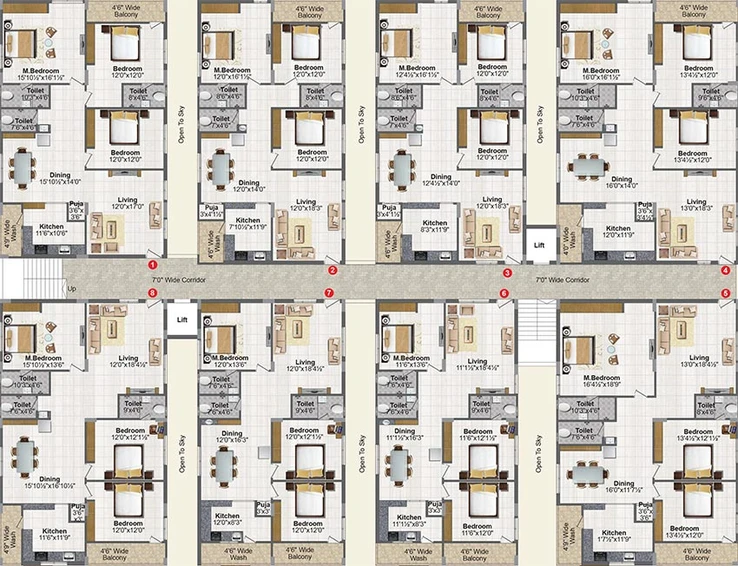 Floor Plan of Jubilee Temple Tree in LB Nagar, Hyderabad - Image 204037