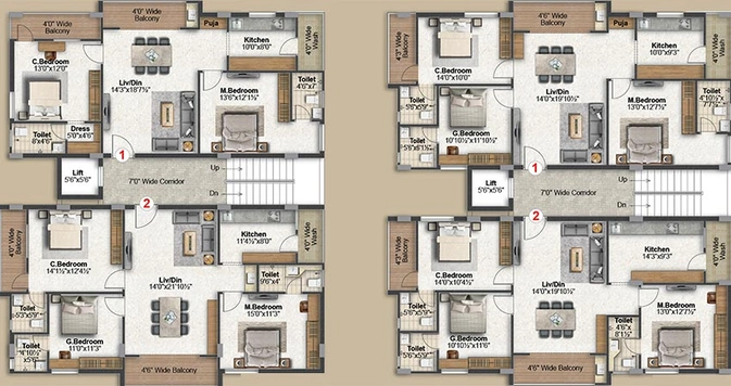 Floor Plan of Saanvi Auroville Homes in Alkapur, Hyderabad - Image 204072