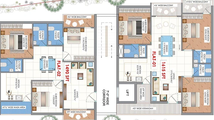 Floor Plan of Saanvi Ayla Homes in Puppalaguda, Hyderabad - Image 204078
