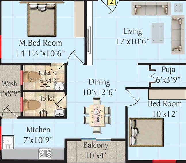 2 BHK Flat in Shriya Pearls in Kondapur, Hyderabad - Image 827280