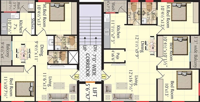 Floor Plan of Shriya Pearls in Kondapur, Hyderabad - Image 204145