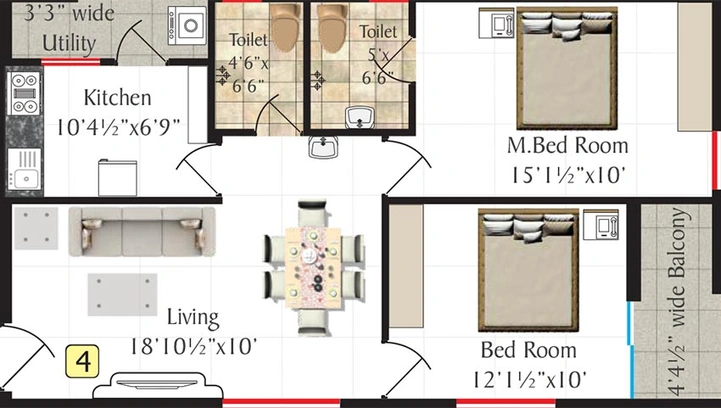 2 BHK Flat in Shriya Symphony in Langar House, Hyderabad - Image 827306