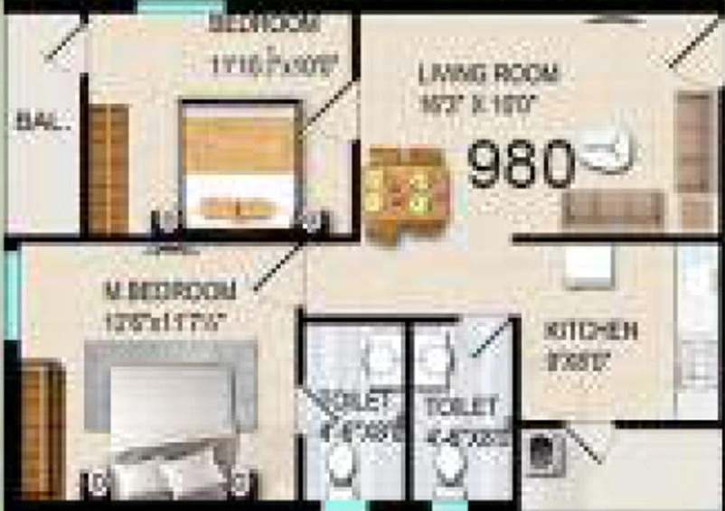 2 BHK Flat in Vasavi Sukhii Balaji Bhuvana in Mangalam, Hyderabad - Image 827315
