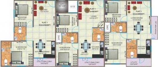 Floor Plan of Prabhavathi Crystal in Kodihalli, Bangalore - Image 204218